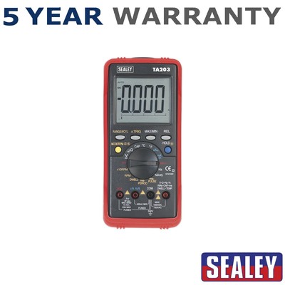 Sealey 15 Funktionen Digital KFZ Multimeter mit Balkendiagramm/PC Link TA203