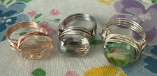 3 Total Size 7 Handmade Wire Wrapped Faceted Gemstone Fashion New Rings