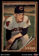1962 Topps #182 Bob Nieman Normal Tint Indians COMMON VARIATION 1 - POOR