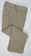 LANDS END Khaki School Uniform Plain Front Chino Pants Boys 12 INSEAM 28" NEW