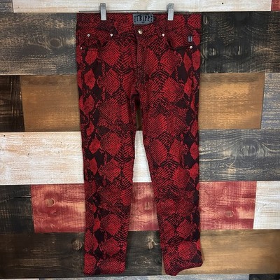 VTG Tripp NYC Snake Skin Print Pants Women s Sz 9 Daang Goodman Emo Goth Y2k Red