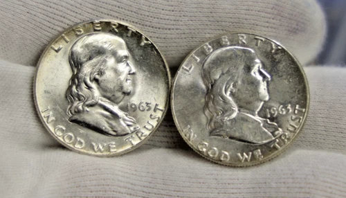 (2) 1963 US Franklin Halves 50c Nice Uncs...