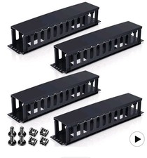 2U 19" 12 Slot Cable Manager Rack Mount Wire Organizer with Cover for Server ...