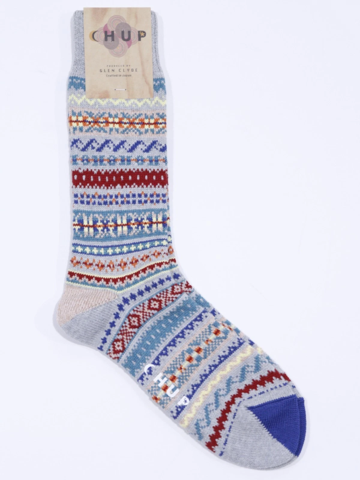 NEW CHUP SOUND WAVE Light Grey KNITTED Socks Made in Japan Size M Medium