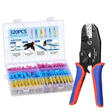 320PCS Heat Shrink Bullet Connectors with Ratcheting Wire Crimper, Male and F...