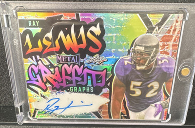 Leaf Metal Graffiti Graphs Ray Lewis Auto 9/10 Baltimore Ravens