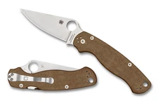 Spyderco Knives Para Millitary 2 Compression Brown Micarta Cru-Wear C81MPCW2