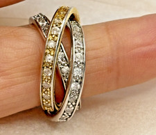 STERLING SILVER GOLD VERMEIL CRYSTAL TRINITY RING SIZE 6