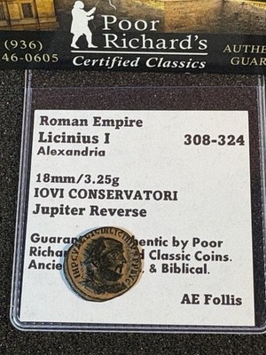Licinius 1 (AD308-24) Co-wrote Edict of Milan w/ Constantine Great Detail! CB161