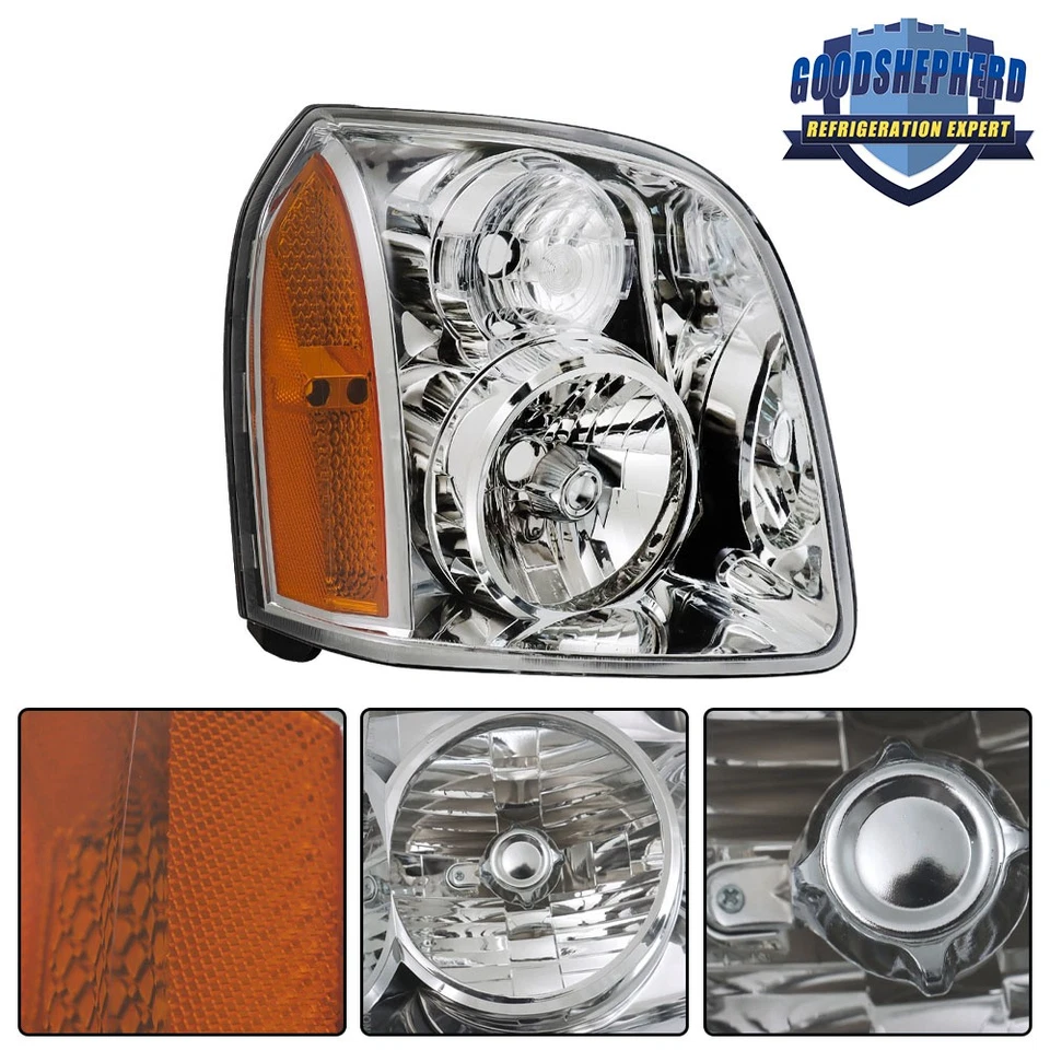 Halogen Chrome Headlights Left&Right For 2007-2014 GMC Yukon XL 1500 2500 Denali - Image 4 of 4
