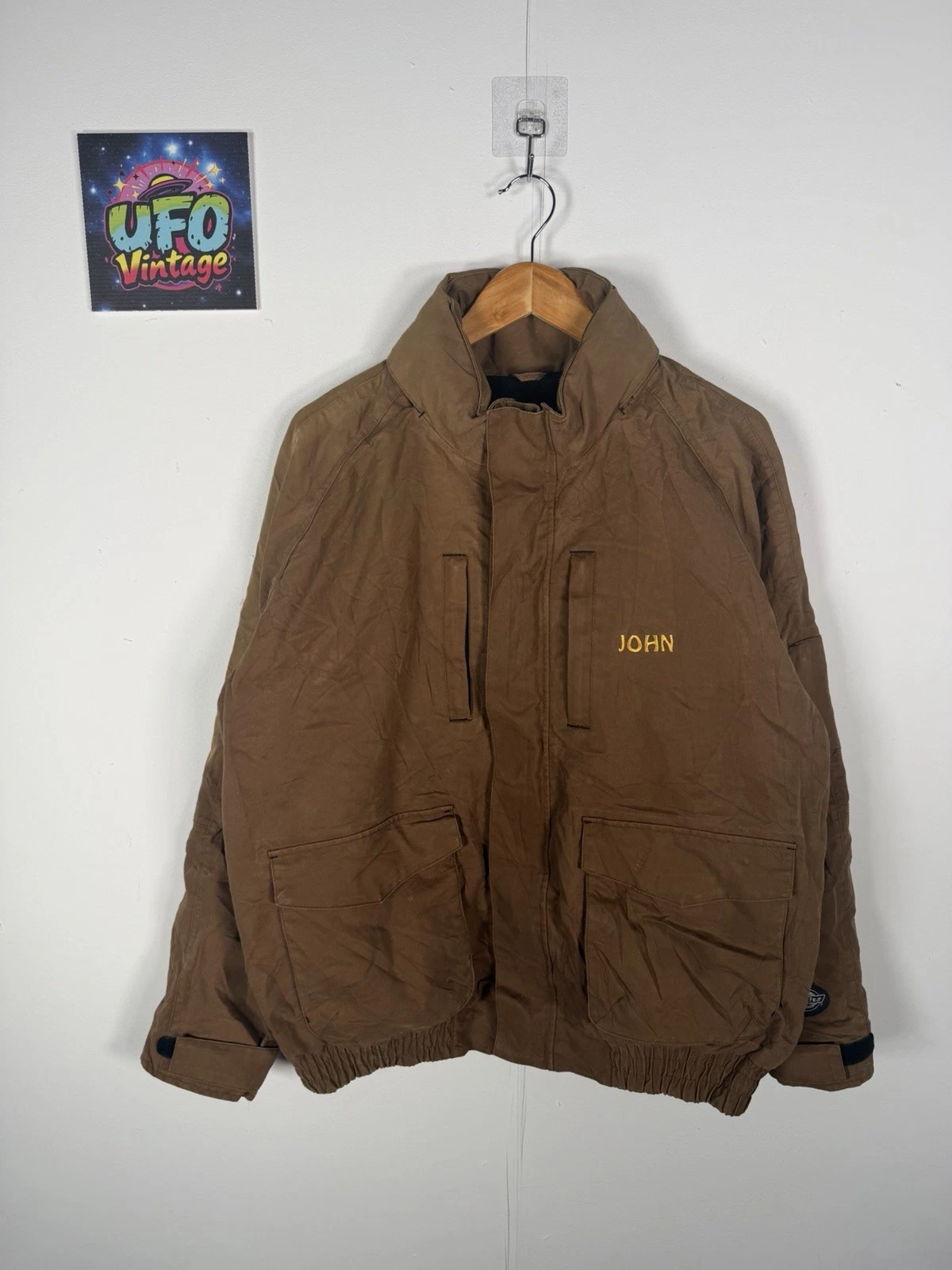 Dickies Storm Canvas Jacket Mens Large Brown Full Zip Lined Outdoor Embroidered