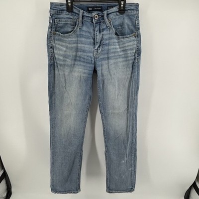 BKE Buckle Jake Straight Leg Jeans Mens (32x29) Whiskered Denim Blue Western
