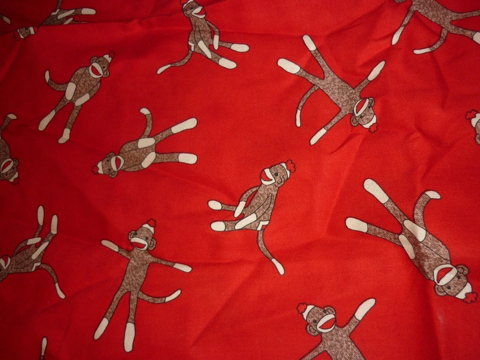 Sock Monkey Quilt Fabric By Erin Michael Of Moda Fabric Plastic #15071 43"x 1yd - Image 2 of 3
