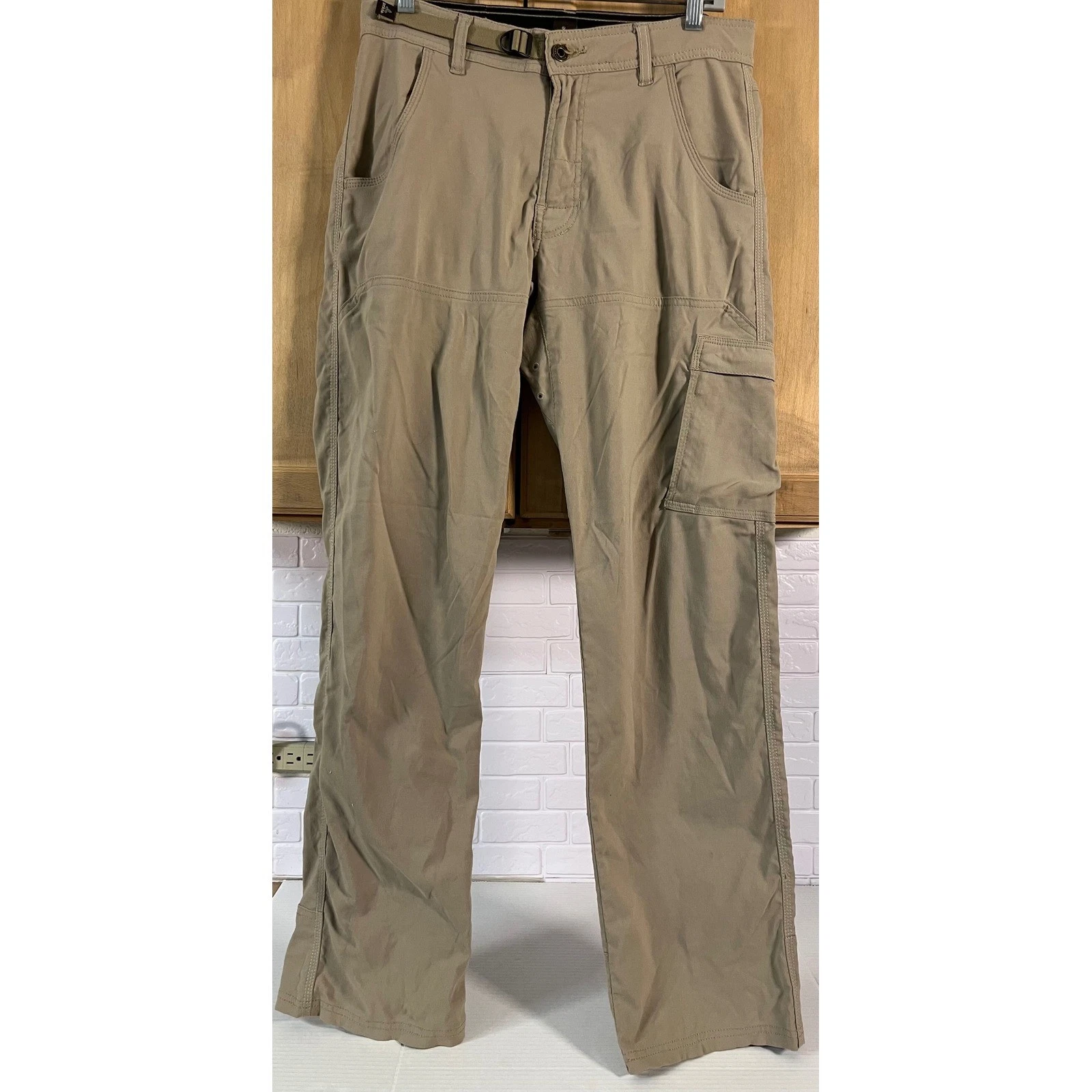 Prana Zion Hiking Pants Mens Small x 32 Tan Khaki Stretch Cargo Outdoor