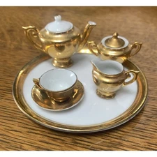 VTG Maruyama Mini TEA Set Porcelain Miniature Doll House Occupied Japan Signed