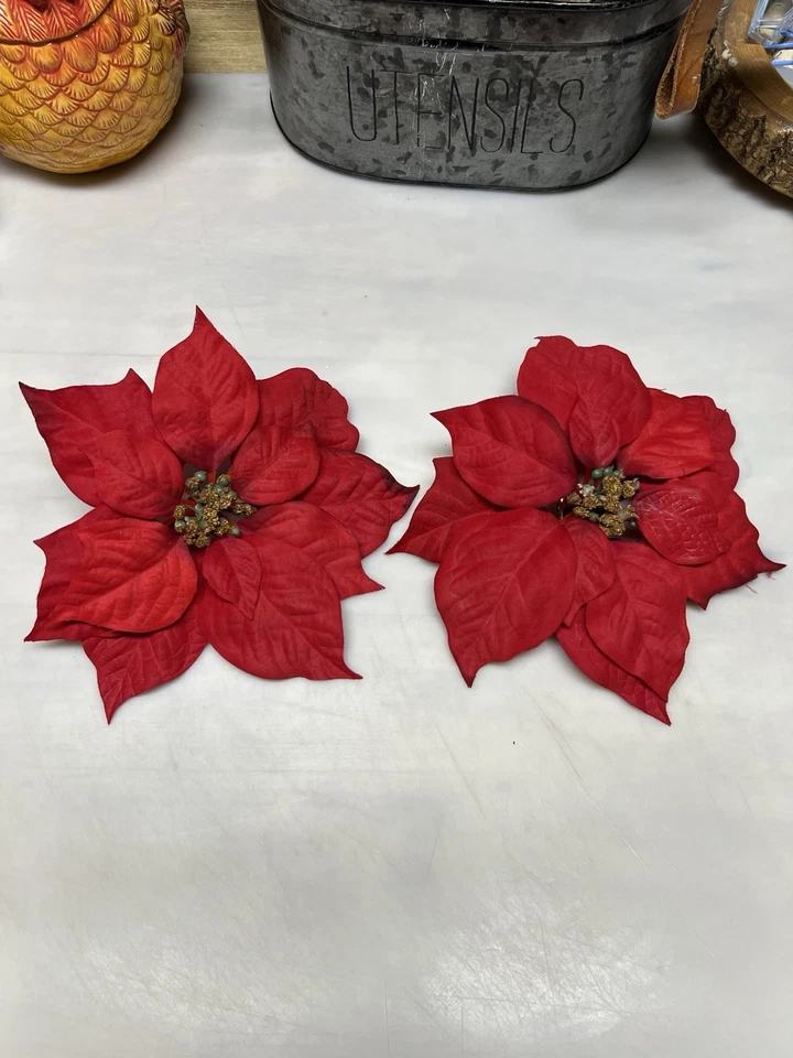 Pre-Made Fabric Bows Sew Glue Tie-On Assorted Velvet Ribbons And Poinsettias - Image 2 of 4