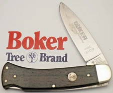 Vintage BOKER SOLINGEN #3100 Lockback Knife - Smooth Green Bone Handles 440C