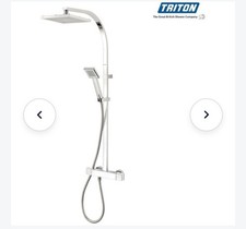 Triton Tees Thermostatic Square Bar Mixer Shower + 8"Overhead+Diverter Chrome