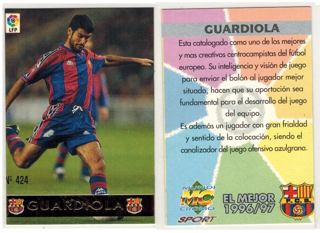 Cromo Guardiola FC Barcelona 1997/98 Mundicromo La Liga - Pep #38