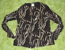 Libra Black Gold Glittery Zippered Jacket Spandex Womens Medium