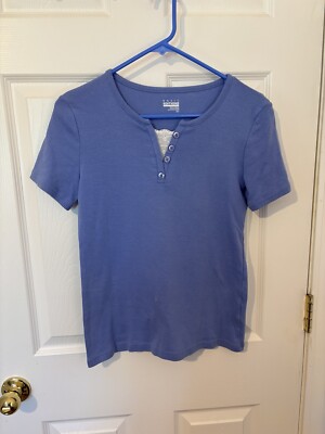 Vintage Women's Basic Editions Blue T-Shirt SZ Small