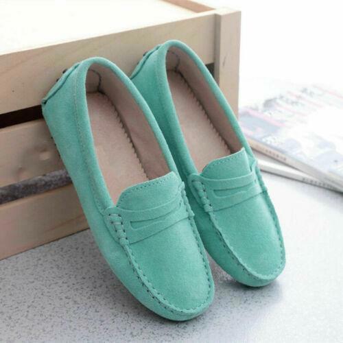 Damen Slipper Halbschuhe Mokassins Lederpumps auf Wildleder Damenschuhe flach Fahren - Bild 10 von 30
