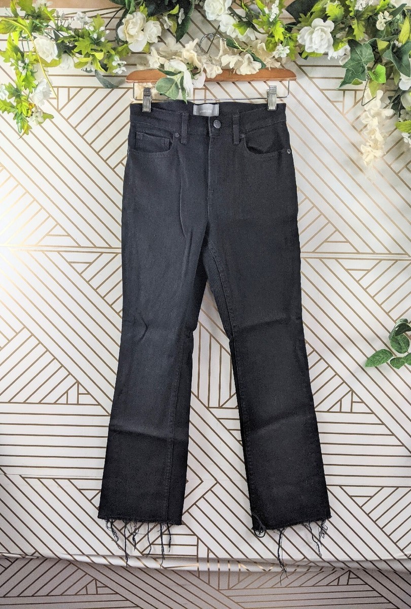 Everlane High Rise Kick Crop Jeans Women's Black Raw Hem Denim