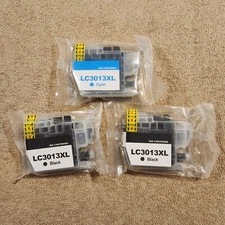 (3) LC3013XL Ink Cartridge Lot For Brother Printers - (2) Black & (1) Cyan 