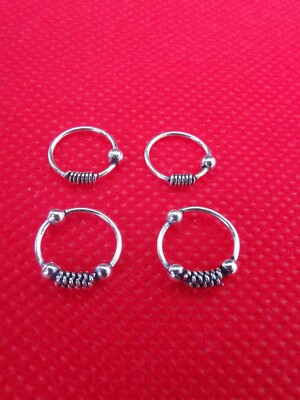 STERLING SILBER 925 2 PAAR SCHÖNE DESIGN CREOLEN FÜR VERSCHIEDENE PIERCINGS k6l76