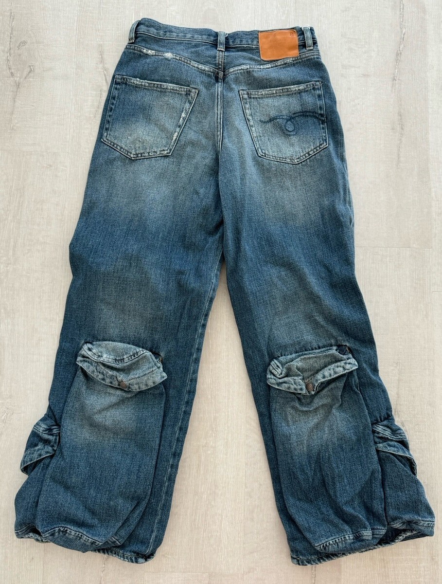 R13 Jane Indigo Blue Multi Pocket Utility Jeans Size 25