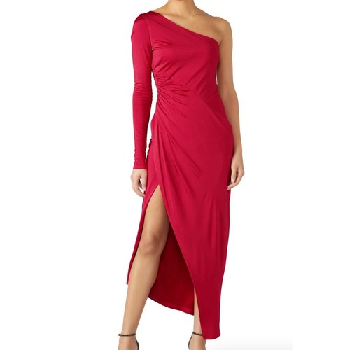 GALVAN London Dress Womens 4 Pink Mamounia Jersey One Sleeve Maxi Gown - Picture 2 of 11