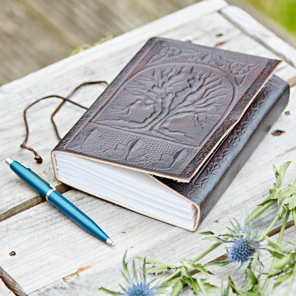 Tree of Life Leather Journal, 125 Unlined Recycled Paper Pages Notebook Diary - Image 2 of 4