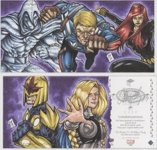 2017 Marvel Premier Triple Panel Sketch Card Foreman Secret Avengers Moonknight