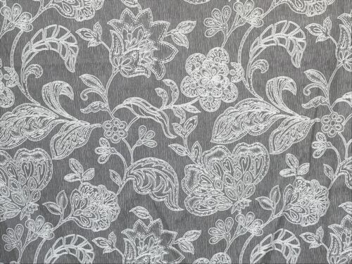 Gray & Ivory Floral Curtain Fabric By The Yard Upholstery Fabric Drapery Fabric - Foto 1 di 5
