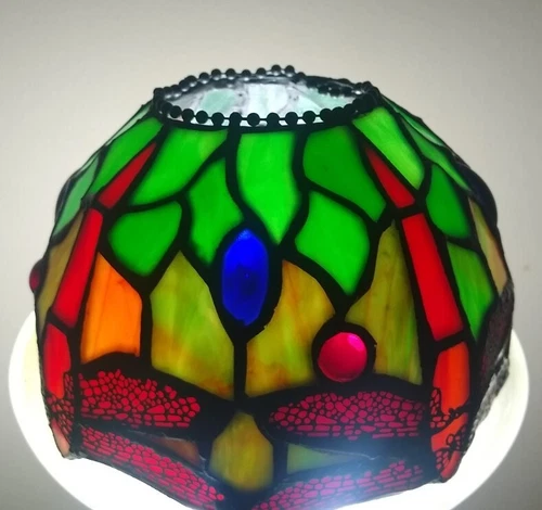 VINTAGE STAINED GLASS LAMP SHADE  TIFFANY STYLE DRAGONFLY SMALL