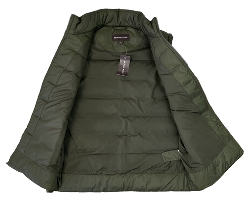 Gilet imbottito uomo Michael Kors full zip grande oliva nuovo con etichetta taglia M - Foto 4 di 7