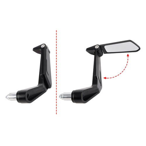 Handle Bar End Lever Protector with Folding Mirrors Set Motorcycle Universal A9 - Picture 3 of 7