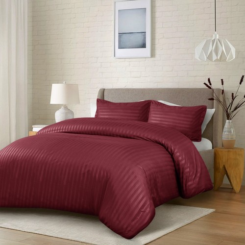 Luxury Duvet Cover Quilt Covers Bedding Set Satin Stripe Single Double King Size - Picture 28 of 74