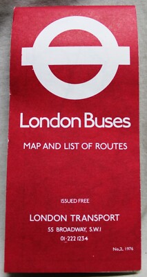 LONDON TRANSPORT ENGLAND UK BUS AND ROUTES LIST MAP BROCHURE 1976 VINTAGE
