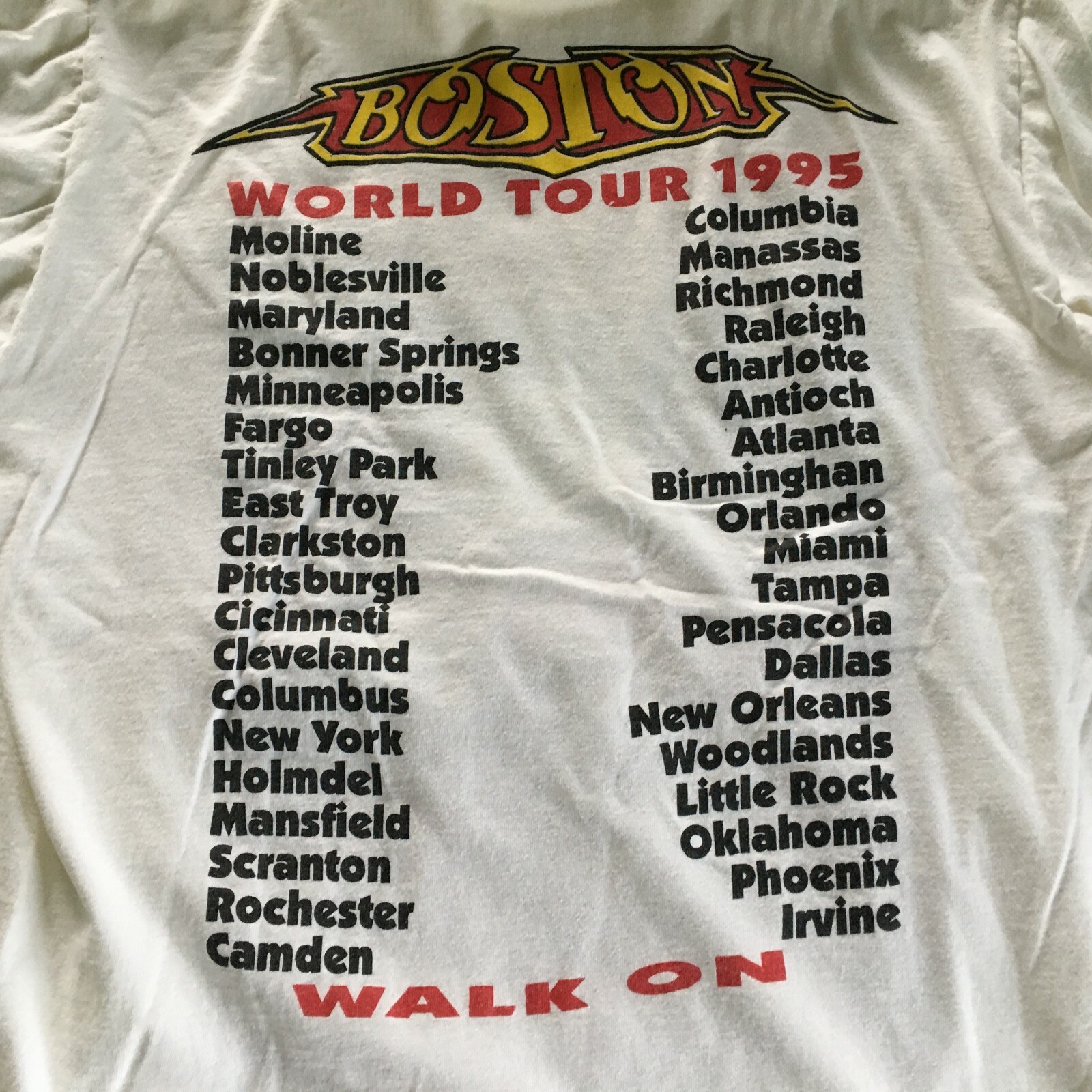 Rare Vintage Single Stitch Boston 1995 Walk On Tour T… Gem