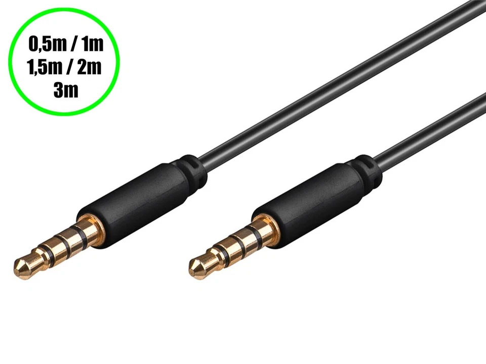 GOOBAY Audio Verbindungskabel Stereo 3,5 mm Klinkenkabel AUX Klinke Stecker 4-polig