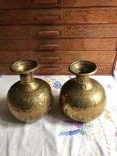 Pair Of Antique Small Brass/Bronze Vases