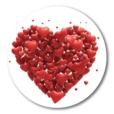 Magnet Me Up Big Heart Made of Little Hearts Magnet Decal, 5 Inch Round. Red/Wht