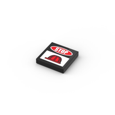 STOP and Red Construction Helmet Sign   Custom printed original LEGO  brick til