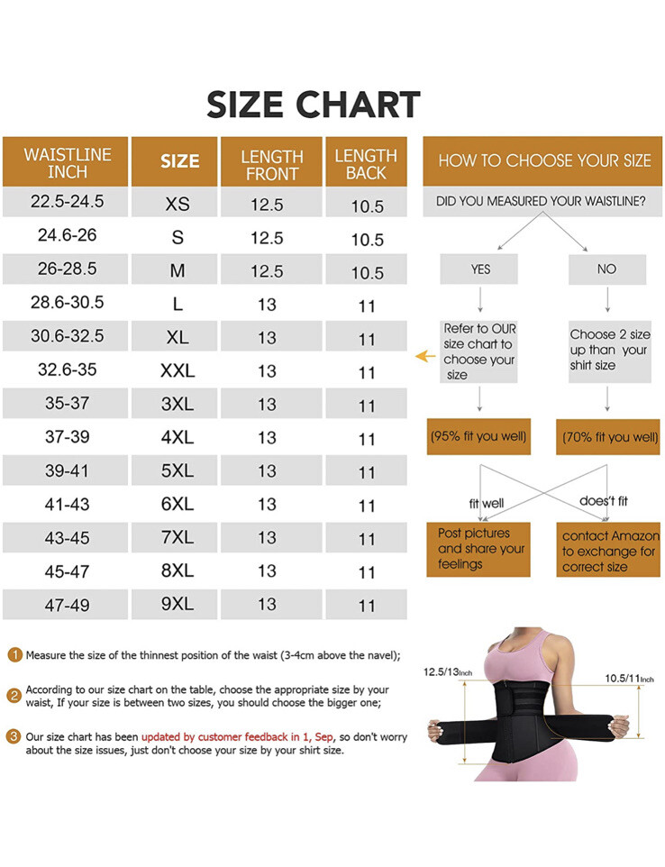Trainer Belt Shaperx Waist Trainer Size Chart MISTHIN Abdomen