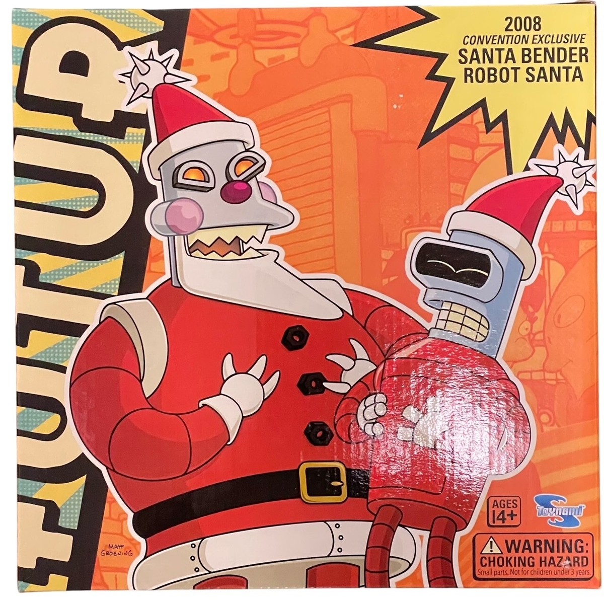 TOYNAMI FUTURAMA SDCC 2008 COMIC CON ROBOT SANTA & SANTA BENDER