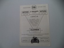 advertising Pubblicità 1932 LANCIA ARTENA/ASTURA/DILAMBDA