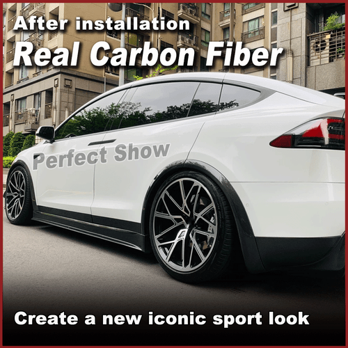 For Tesla Model X 2016-21 REAL Carbon Wheel Eyebrow Arch Trim Fender Flares 6PCS - Picture 3 of 11