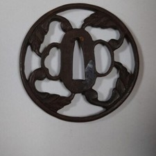 Japanese Antique Tsuba of Katana Samurai Sword Guard Iron Rare Design 510-E87