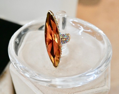 Neu 130 $ Heidi Daus fabelhafter Feng Shui länglicher Swarovski Kristall Ring 10 Topas - Bild 3 von 7